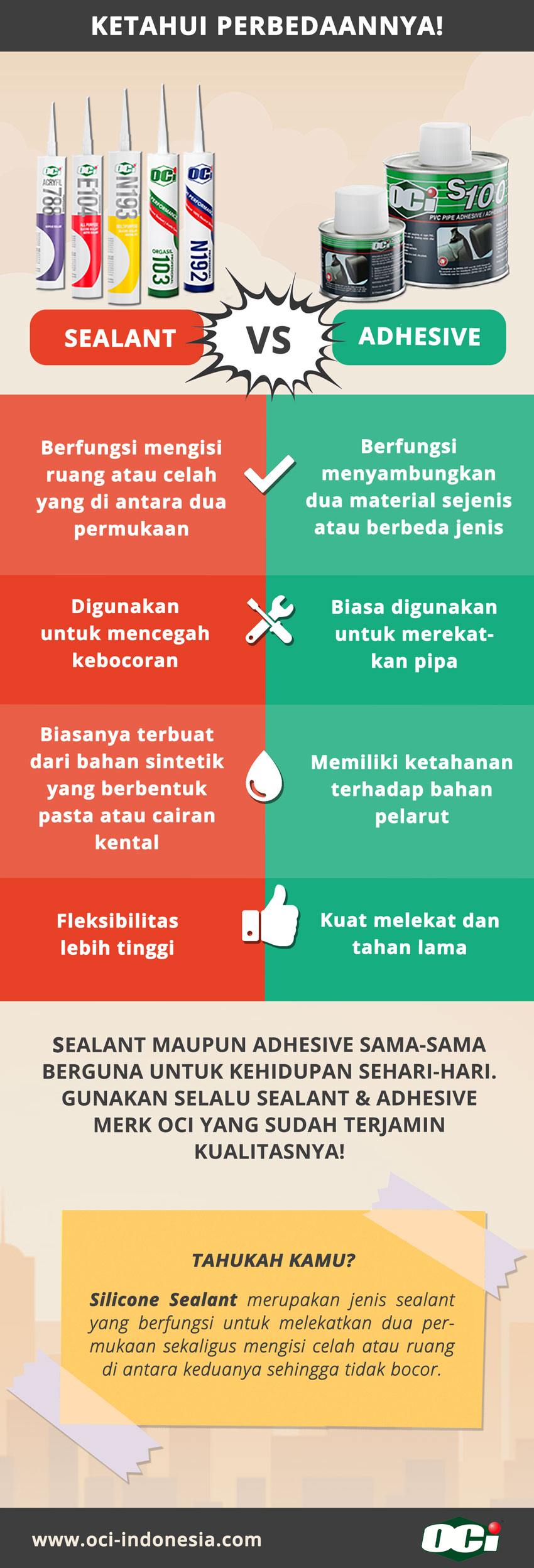 infografis perbedaan sealant dan adhesive